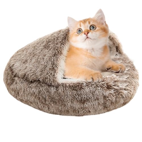 Katzenbett,Katzenbett mit Kapuze - Bequemes Muschelbett für Haustier | Kleine Hundehütte für den Innenbereich, überdachtes Hundekatzenbett, Bequeme Hundehütte von Generic