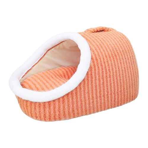 Katzenbett Hundebett Plüsch Haustierbett für Kleinen Hunde Katze Hasen, Katzenschlafplatz Katzenhöhle mit Griff, Rutschfest Kuschelhöhle Haustierhaus Haustierzelt mit Abnehmbar Innenpad (Orange, 60cm) von Generic