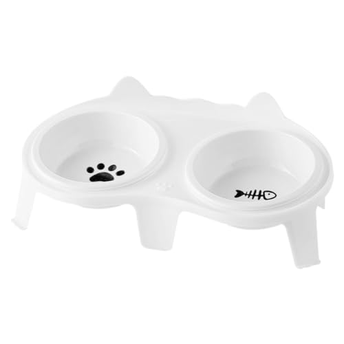 Katzenfutter und Wassernapf Set Niedlich - Keramik Haustiere Wasser und Futternapf Set, Indoor Cat Dishes Bowl mit Haken und Wasserspender, Erhöhte geneigte Schüssel mit Ständer für Katzen und Welpen von Generic