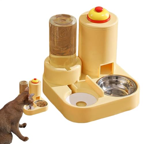 Katzenfutternapf mit Wasserflasche, Katzennapf mit Wasserspender - Wasser- und Futternapf-Set | Futternapf mit Glocke, Futterspender und Tränke für kleine Katzen und Hunde von Generic