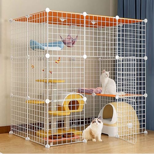 Katzengehege Indoor Katzenkäfig Großer 3-4 Stöckig Katzenauslauf Balkon，Katzenlaufstall mit Dichtem，Kleintierkäfig für Kaninchen，Welpen von Generic