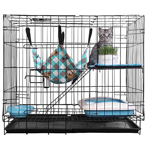 Katzengehege Indoor Kitten Balkon Katzenkäfig Metall – Hundekäfig Aus Schwarzem mit 2 Türen mit Hundebox mit Bodenschale, Robuste Box Perfekt für Kleintiere(58 * 41 * 50cm) von Generic