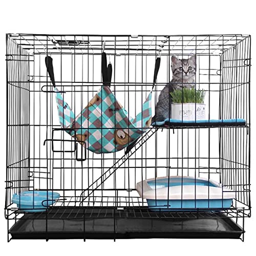 Katzengehege Indoor Kitten Balkon Katzenkäfig Metall – Hundekäfig Aus Schwarzem mit 2 Türen mit Hundebox mit Bodenschale, Robuste Box Perfekt für Kleintiere(68 * 49 * 58cm) von Generic