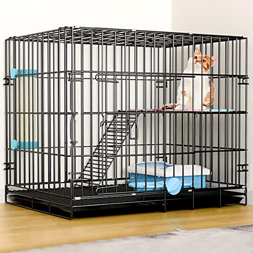 Katzengehege Indoor Kitten Transport Metall Hundekäfig Faltbar Transportbox Katze Transportkäfig Auto Tierkäfig mit Bodenschale Gitterbox für Kleintiere(Black,68 * 49 * 58cm-B) von Generic