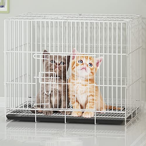 Katzengehege Indoor Kitten Transport Metall Hundekäfig Faltbar Transportbox Katze Transportkäfig Auto Tierkäfig mit Bodenschale Gitterbox für Kleintiere(White,50 * 35 * 41cm-A) von Generic