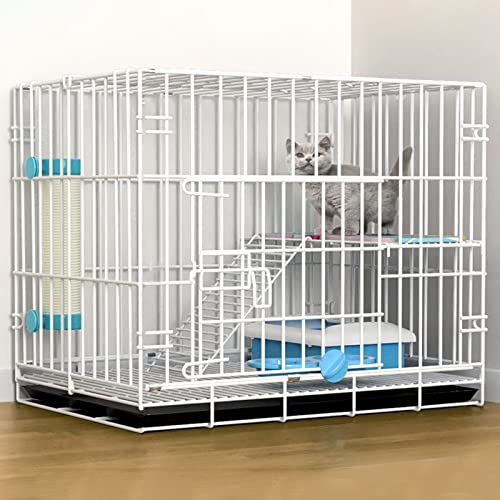 Katzengehege Indoor Kitten Transport Metall Hundekäfig Faltbar Transportbox Katze Transportkäfig Auto Tierkäfig mit Bodenschale Gitterbox für Kleintiere(White,58 * 41 * 50cm-B) von Generic