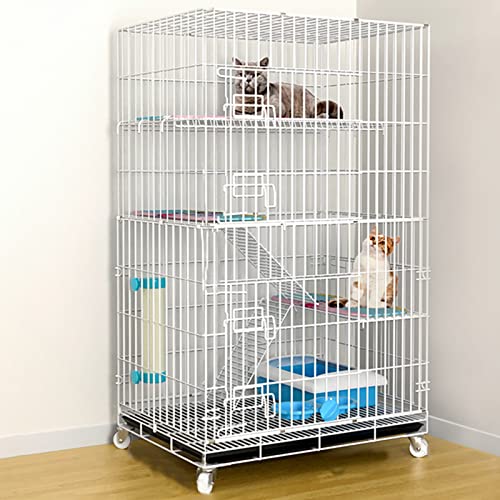 Katzengehege Indoor Kitten Transport Metall Hundekäfig Faltbar Transportbox Katze Transportkäfig Auto Tierkäfig mit Bodenschale Gitterbox für Kleintiere(White,70 * 50 * 112cm-D) von Generic