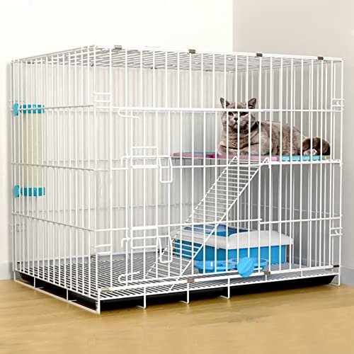 Katzengehege Indoor Kitten Transport Metall Hundekäfig Faltbar Transportbox Katze Transportkäfig Auto Tierkäfig mit Bodenschale Gitterbox für Kleintiere(White,83 * 58 * 69cm-B) von Generic