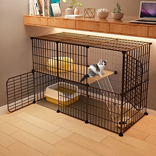 Katzengehege Indoor Kitten XXL Balkon Freigehege Kaninchen Auslaufgitter Laufkäfig Gittergehege Hasen Meerschweinchen Welpenauslauf DIY, Perfekt für Welpentraining (Color : A, Size : 109 * 37 * 72cm) von Generic