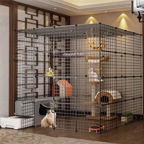 Katzengehege Outdoor Katzenkäfig Indoor Katzenhaus Metall Kleintierkäfig für Kaninchen Dichtem Metalldraht Großer Platz Abnehmbarer Käfig für Kleintiere von Generic