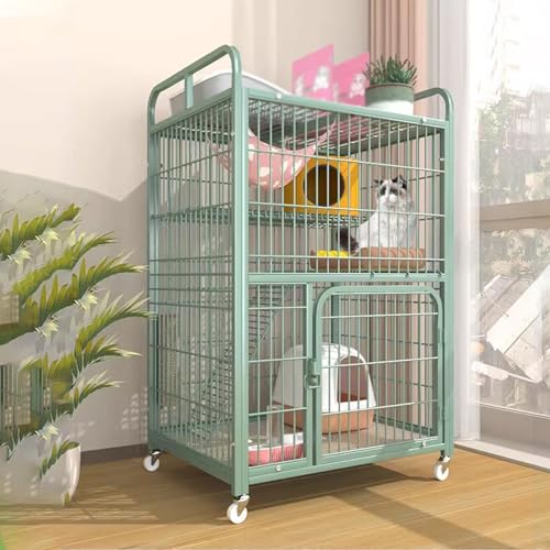 Katzengehege Outdoor Winterfest mit Diversem Zubehör, Katzenhaus Indoor Metall mit Rädern 3-stöckiger Großer Katzenkäfig for Kaninchenkatzen-Chinchillas(70 * 55 * 112cm) von Generic