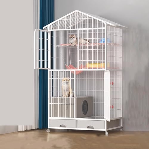 Katzengehege Outdoor mit Dach for Kaninchen, Katzenhaus Indoor Groß Aus Metall for Den Außenbereich mit Rädern for Kleintiere, Katzengehege for Den Innenbereich(White,83 * 59 * 160cm) von Generic