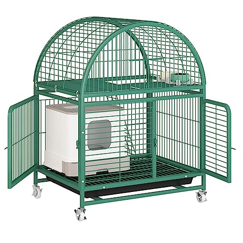 Katzengehege for Draußen aus Stahlrohr mit Universalrädern und Kollisionssichere Türschlösser Leicht Zu Bewegen, Partitionierung auf Mehreren Ebenen，Geeignet for Katzen, Hunde (Color : Green, Size : von Generic