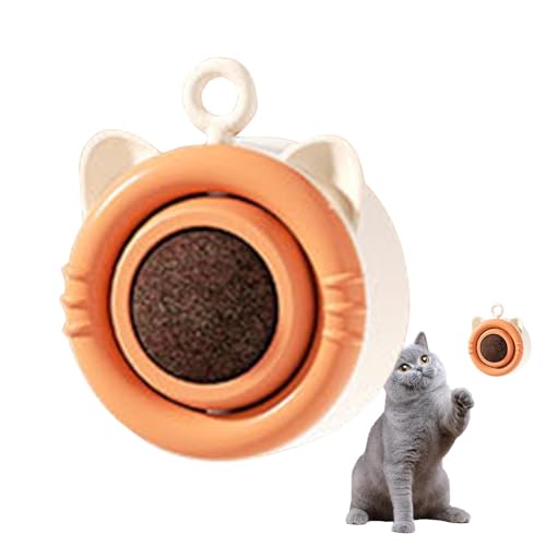 Katzengras -Rotary -Spielzeug - Silvervine Wall Cat Shelf Ball, interaktives Katzenspielzeug | Lischbare und hygienische Katzengrasspielzeug, austauschbares Rotationskatze mit Wandstütze von Generic