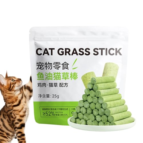 Katzengras für Hauskatzen, Leckerli-Snack-Stick für Katzen, Outdoor-Katzengras-Snack-Stick, Zahnen, Reinigen, Kaustick, Zahnreinigungs-Katzengras-Kaustab für Katzenkätzchen im Innen- und Außenbereich von Generic