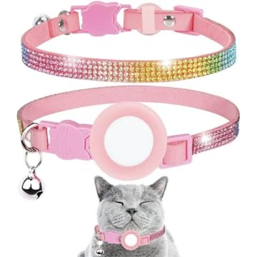 Katzenhalsband, Airtag Katzenhalsband, Katzenhalsband mit Glöckchen, Kätzchenhalsband mit Airtag-Halter, Leichter GPS Tracker Katzenhalsband, Katzenhalsband Breakaway von Generic