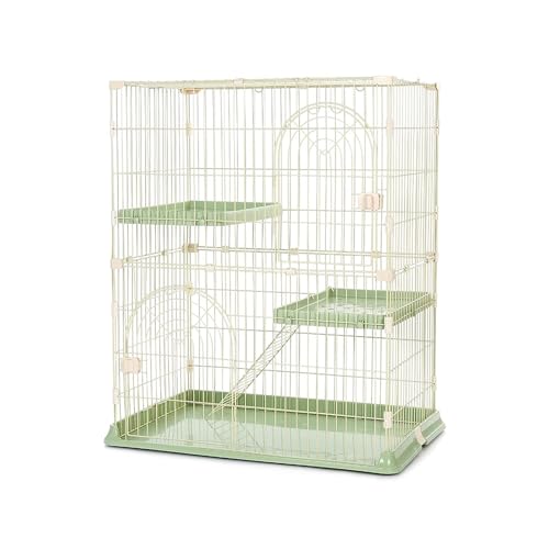 Katzenhaus Indoor 2 Etagen for Den Innenbereich, Freigehege für Kaninchen mit Dach for 2 Kaninchen Aus Metall Leicht zu Reinigen und zu Montieren(Green) von Generic