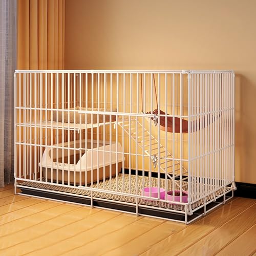 Katzenhaus Indoor Chinchilla Käfig Bringen，mit Dichtem Metalldraht und Tablett,Tierkäfige für 1–3 Katzen, Hase(White,Medium) von Generic