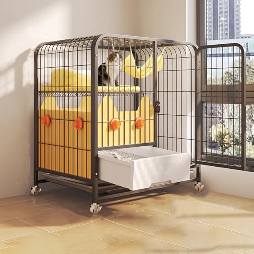 Katzenhaus Indoor Groß mit Katzentoilette, Katzenkäfig Indoor Leicht zu Bewegen, Stabiles Katzenhaus for Den Innenbereich, Katzeninnengehege mit Spritzschutzwand(Black,78 * 55 * 85CM) von Generic