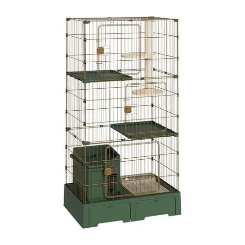 Katzenhaus Indoor Umweltfreundliches Material Vollständig Geschlossenes Katzenterrarium mit Mehreren Türen für Zusätzlichen Platz Geeignet für Katzen, Hunde und Kaninchen(Green) von Generic