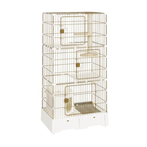 Katzenhaus Indoor Umweltfreundliches Material Vollständig Geschlossenes Katzenterrarium mit Mehreren Türen für Zusätzlichen Platz Geeignet für Katzen, Hunde und Kaninchen(White) von Generic