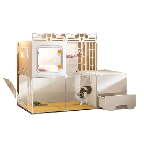 Katzenhaus Indoor mit Katzenklo Einfach zu Installierende Katzentoilette Großer Freiraum zum Spielen Geeignet für Kleine bis Mittelgroße Haustiere(72 * 47 * 81cm) von Generic