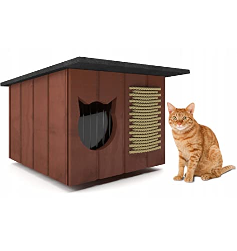 Katzenhaus Katzenhütte Outdoor Katzenhöhle Katze Hund Winterhaus Isoliertes Verdeck Kratzbaum 32x56cm (Teak) von Generic