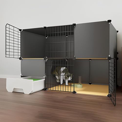 Katzenkäfig, Katzenkäfige Für Den Innenbereich Mit Katzentoilette, Abnehmbare Outdoor Katzengehege, Haustierkäfige Für Katzen, Einfach Zusammenzubauen(Black,111 * 49 * 75cm(A)) von Generic