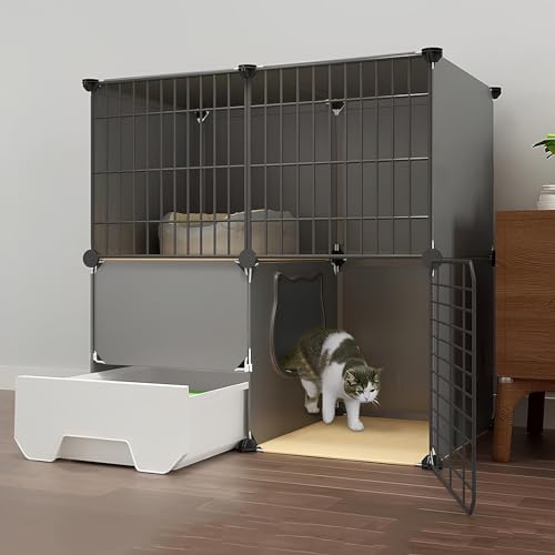 Katzenkäfig, Katzenkäfige Für Den Innenbereich Mit Katzentoilette, Abnehmbare Outdoor Katzengehege, Haustierkäfige Für Katzen, Einfach Zusammenzubauen(Black,75 * 49 * 75cm) von Generic