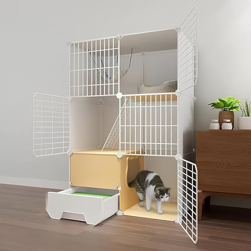 Katzenkäfig, Katzenkäfige Für Den Innenbereich Mit Katzentoilette, Abnehmbare Outdoor Katzengehege, Haustierkäfige Für Katzen, Einfach Zusammenzubauen(White,75 * 49 * 111cm) von Generic