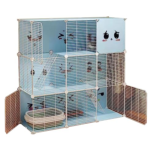 Katzenkäfig DIY Kleintierkäfig for Kaninchen, Tragbarer Metalldraht Einfach Zu Säubern,Sichtbarkeit, Atmungsaktiv Geeignet for Katzen, Meerschweinchen, Welpen ( Color : Blue , Size : 111*39*109CM_TYPE von Generic