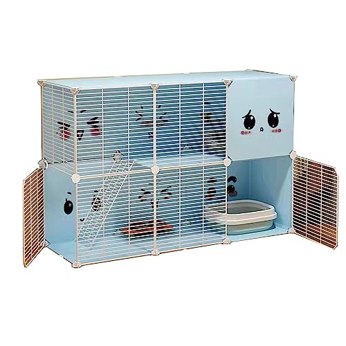 Katzenkäfig DIY Kleintierkäfig for Kaninchen, Tragbarer Metalldraht Einfach Zu Säubern,Sichtbarkeit, Atmungsaktiv Geeignet for Katzen, Meerschweinchen, Welpen ( Color : Blue , Size : 111*39*73CM_TYPE von Generic