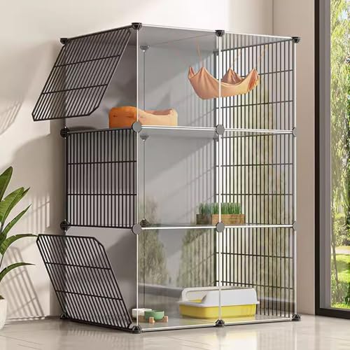 Katzenkäfig Für Drinnen DIY Katzengehege MitKatzenhängematte & Katzennest, Verschlüsselungslücken Haustierkäfig Für 1-2 Katzen(75 * 39 * 109cm) von Generic