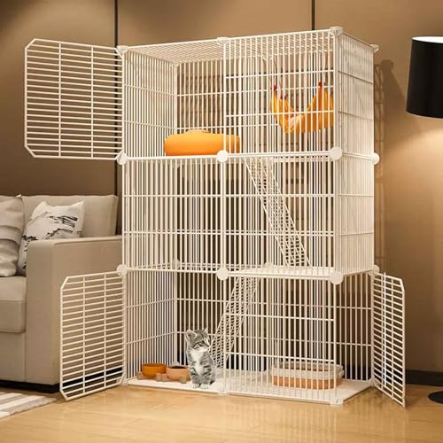 Katzenkäfig Indoor/Draußen, 2-3 Stöckig Katzengehege,Katzenlaufstall mit Dichtem Metalldraht, Kleintierkäfig für Kaninchen von Generic