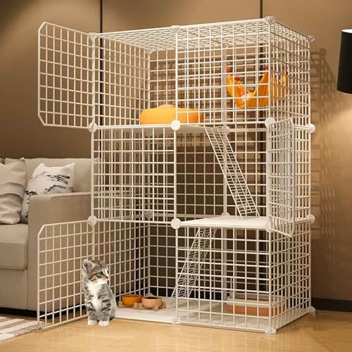 Katzenkäfig Indoor/Draußen, 2-3 Stöckig Katzengehege,Katzenlaufstall mit Dichtem Metalldraht, Kleintierkäfig für Kaninchen von Generic