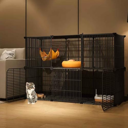 Katzenkäfig Indoor/Draußen, 2-3 Stöckig Katzengehege,Katzenlaufstall mit Dichtem Metalldraht, Kleintierkäfig für Kaninchen von Generic