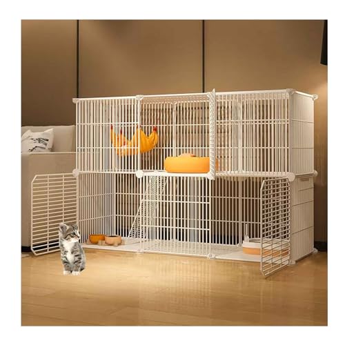 Katzenkäfig Indoor/Draußen, 2-3 Stöckig Katzengehege,Katzenlaufstall mit Dichtem Metalldraht, Kleintierkäfig für Kaninchen von Generic