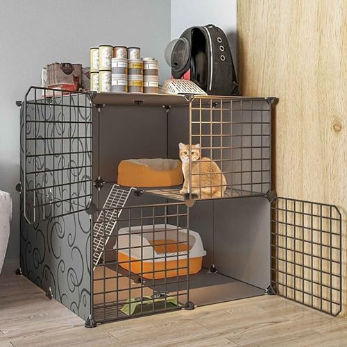 Katzenkäfig Indoor 1-3 Ebenen Katzengehege Katzenhütte Katzenhaus BalkonKomfortabler Raum mit Großer Hängematte für 1–2 Katzen, Chinchilla，Andere Kleine Tiere von Generic