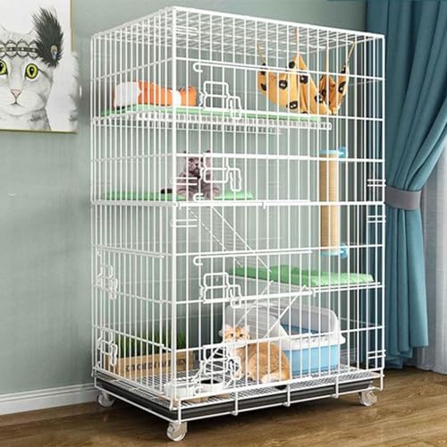 Katzenkäfig Indoor Faltbar Katzenhaus Katzengehege für Kaninchen Metall Katzenlaufstall 4-stöckige Haustierkäfig für Katzen, Hasen, Chinchillas von Generic