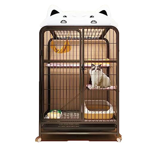 Katzenkäfig für Draußen Katzenkopfdekoration Auf Der, Oberseite mit Hochwertigen Universalrädern ,Großer Raum, Freie Aufteilung Geeignet für Katzen, Hunde, Kaninchen ( Size : 78*55*132cm-Black , Color von Generic