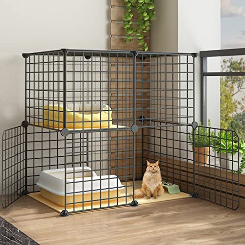 Katzenkäfig für Zuhause Groß Hoch für Draußen XXL DIY Katzengehege für Balkon, Gittergehege Katzenkäfig Schwarz, Welpen, Pet Products Portable Metalldraht Yard Fence (Size : 75 * 39 * 73cm-2-A) von Generic