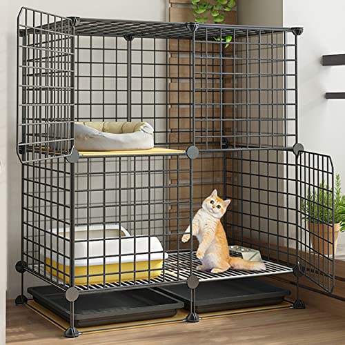 Katzenkäfig für Zuhause Groß Hoch für Draußen XXL DIY Katzengehege für Balkon, Gittergehege Katzenkäfig Schwarz, Welpen, Pet Products Portable Metalldraht Yard Fence (Size : 75 * 39 * 84cm-C) von Generic