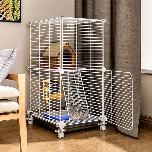 Katzenkäfig für den Innenbereich, Katzenkäfig für den Innenbereich, Chinchillakäfig, Kleintierkäfige für Katzen, für den Innenbereich, Chinchilla, Meerschweinchen (Farbe: Weiß, Größe: 39 x 39 x 76 cm) von Generic