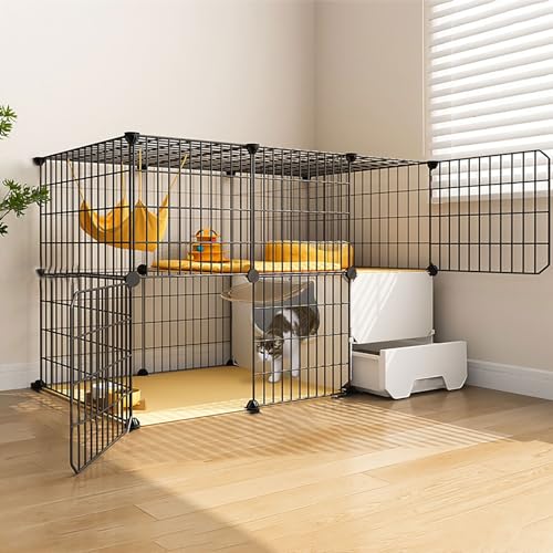 Katzenkäfig für den Innenbereich, Katzenkäfig für den Innenbereich, Kätzchenkäfig, Katzenkäfig für Kleintiere, Katzenhaus, Käfige für 1–3 Katzen, Chinchilla (Größe: 111 x 49 x 73 cm) von Generic