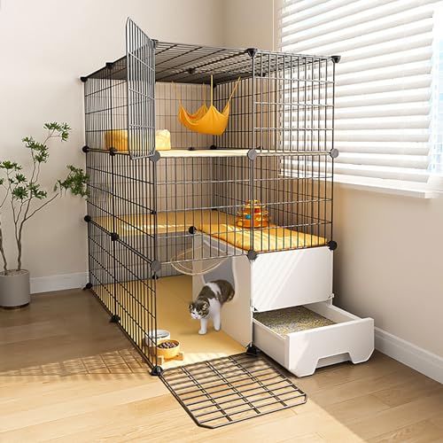 Katzenkäfig für den Innenbereich, Katzenkäfig für den Innenbereich, Kätzchenkäfig, Katzenkäfig für Kleintiere, Katzenhaus, Käfige für 1–3 Katzen, Chinchilla (Größe: 75 x 75 x 109 cm) von Generic