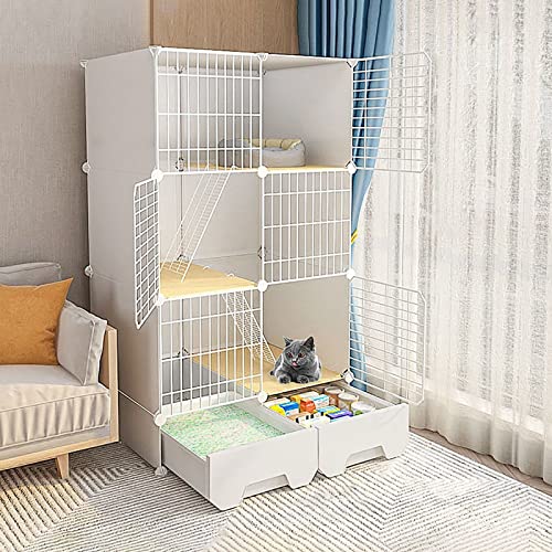 Katzenkäfig für den Innenbereich, abnehmbares Metalldraht, Katzengehege für Balkon – DIY Zwinger Box perfekt für Kleintiere, Welpen, Kätzchen – Meerschweinchenkäfige von Generic