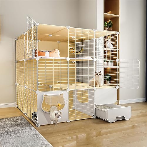 Katzenkäfig für den Innenbereich, große Katzenkäfige, Innenbox, Laufstall für Katzen und Kätzchen, abnehmbarer Drahtkäfig, (Größe: 111 x 75 x 111 cm) von Generic