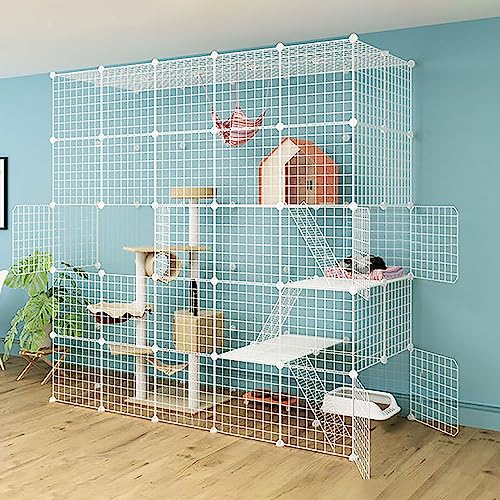 Katzenkäfig für den Innenbereich, großer Katzenkäfig mit Hängematte/Katzentoilette/Katzennest/Katzennapf, für kleine Katzenwelpen (Größe: 183 x 75 x 182 cm) von Generic