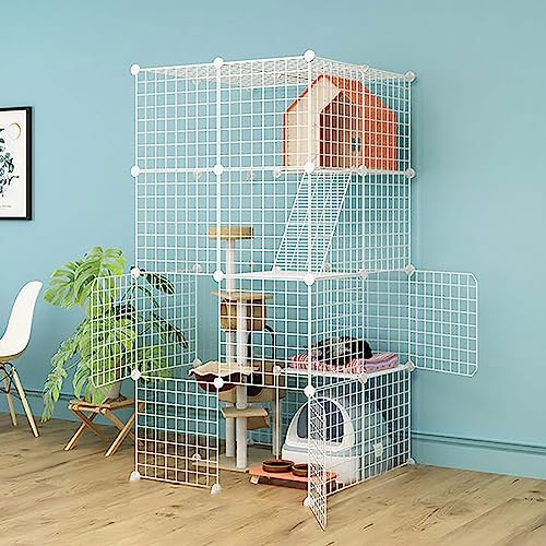 Katzenkäfig für den Innenbereich, großer Katzenkäfig mit Hängematte/Katzentoilette/Katzennest/Katzennapf, für kleine Katzenwelpen (Größe: 75 x 75 x 146 cm) von Generic