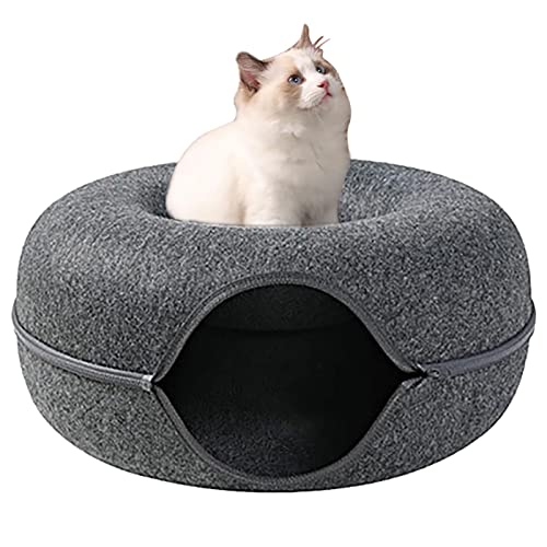 Katzenkorb Nest Tunnel - Katzenkorb Spiel-Tunnel,Katze Donut Tunnel Katze Tunnel Spielzeug Katze Tunnel Bett Abnehmbare Katze Filz Tunnel Spielzeug Katze Tunnel für Indoor von Generic